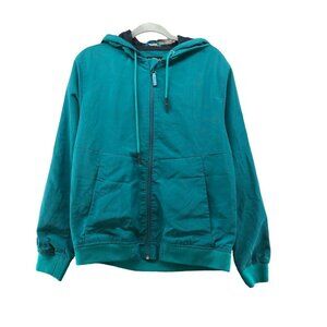 XIOS Zip Hoodie Jacket Mens M Windbreaker Rain Teal Bomber Tech Hybrid